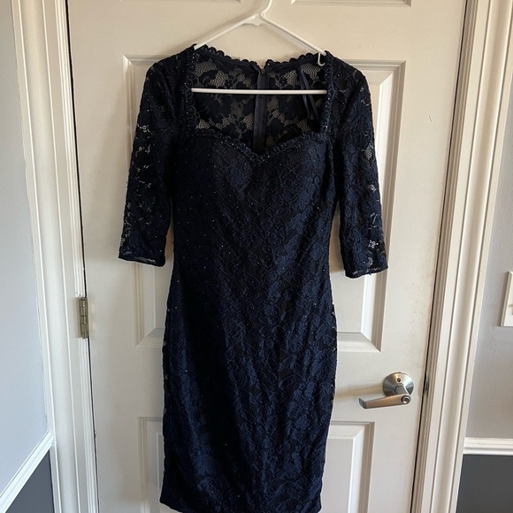 La Femme Lace Cocktail Short Formal Dress Gown - Picture 3 of 7